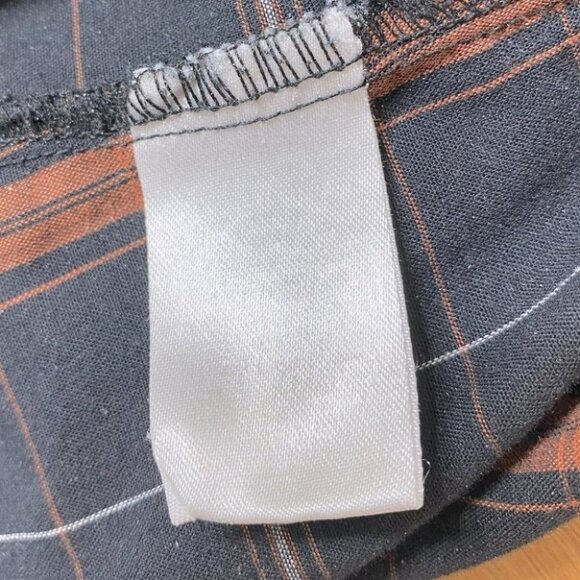 Vintage Black & Orange Plaid Western Pearl Snap L - Picture 3 of 5